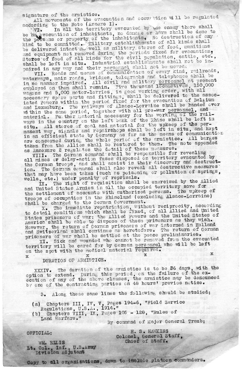 Memorandum from Colonel H. S. Hawkins