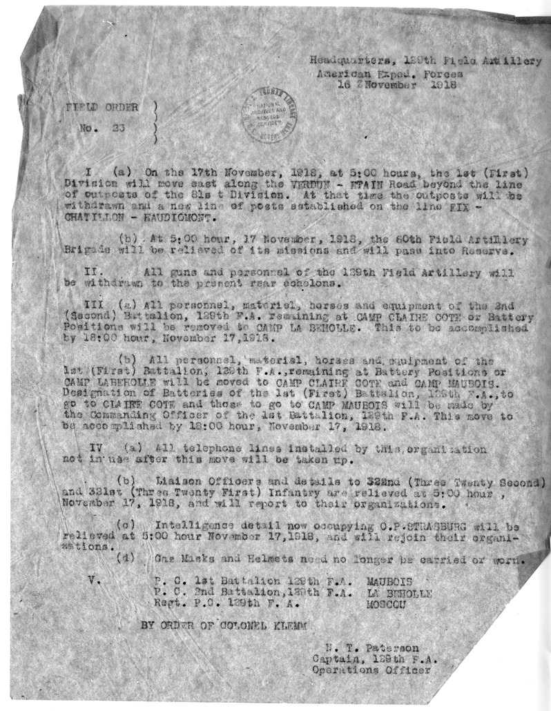 Field Order Number 23 by Order of Colonel Karl Klemm