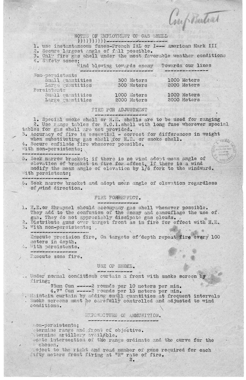 Manual, Notes on Employment of Gas Shell