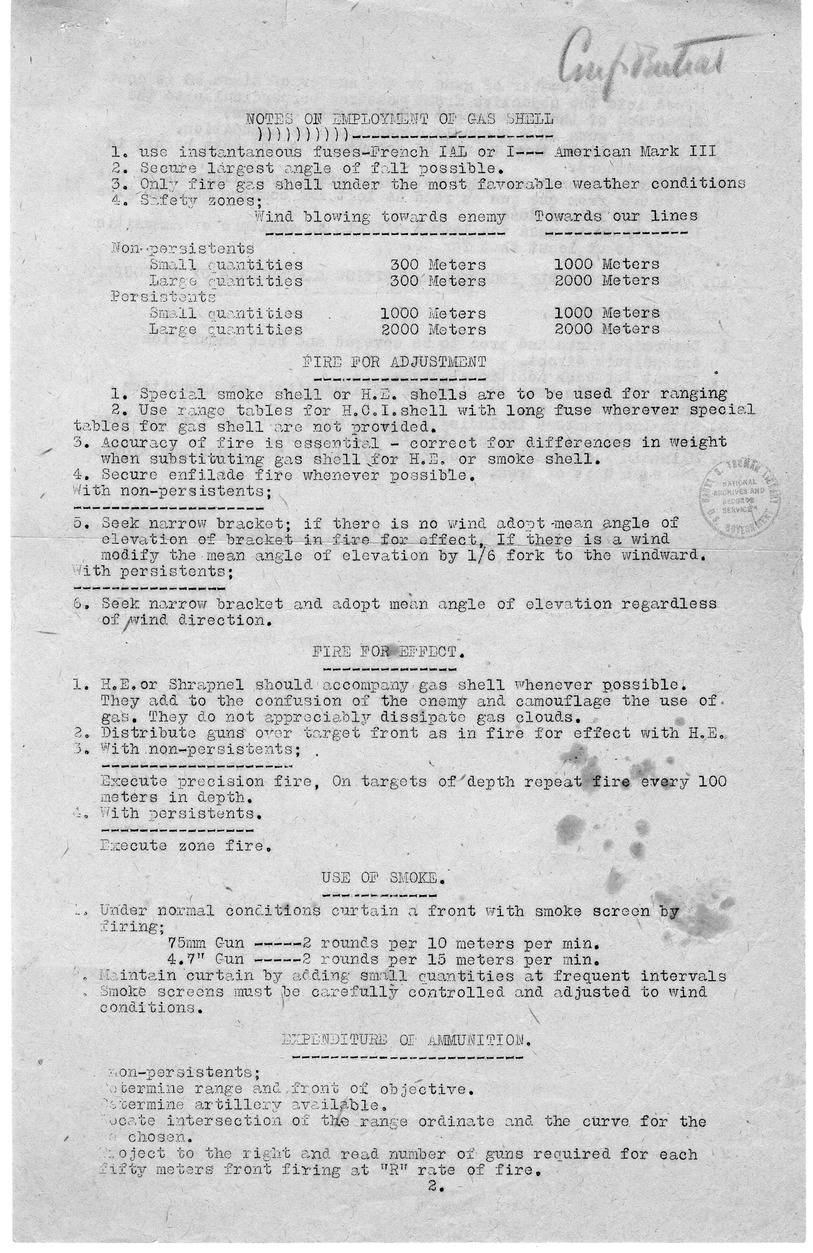 Manual, Notes on Employment of Gas Shell