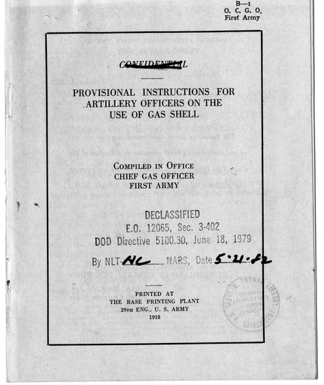 Manual, Notes on Employment of Gas Shell