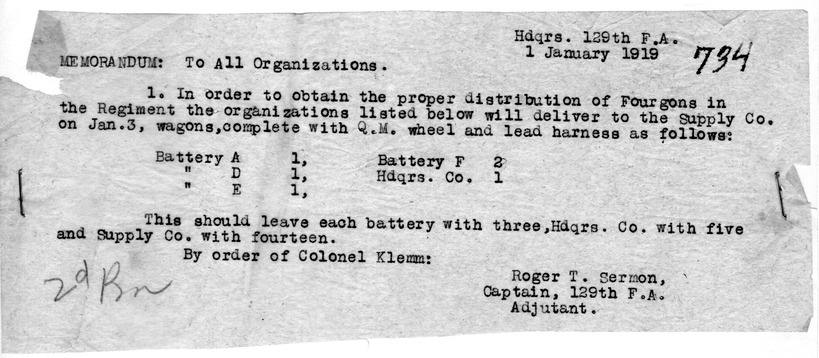 Memorandum from Captain Roger T. Sermon