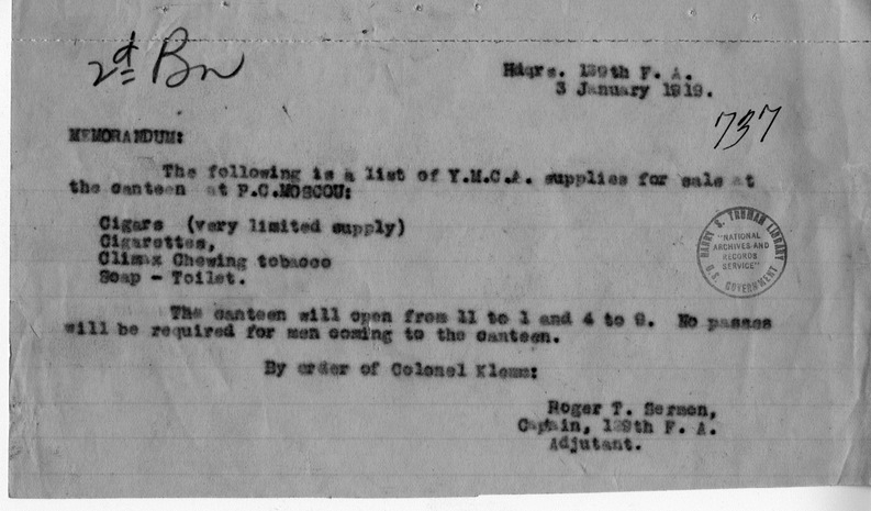 Memorandum from Captain Roger T. Sermon