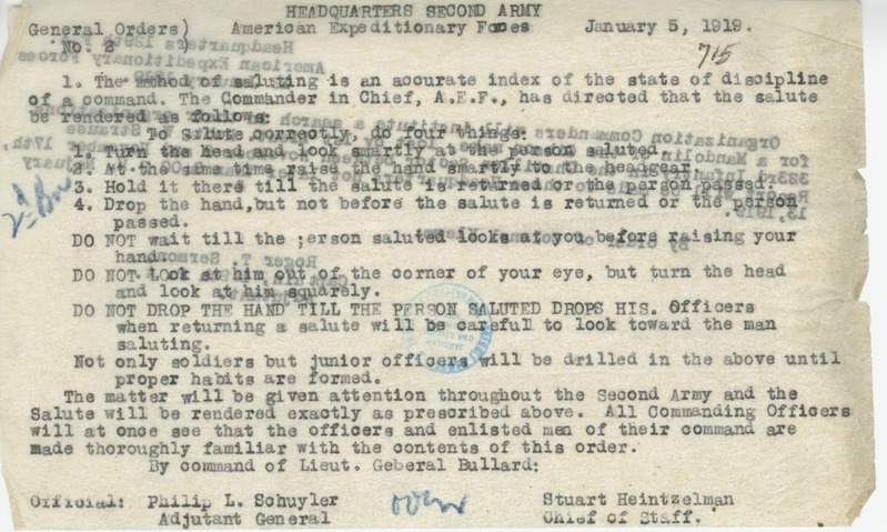 General Order Number 2 from Chief of Staff Stuart Heintzelman