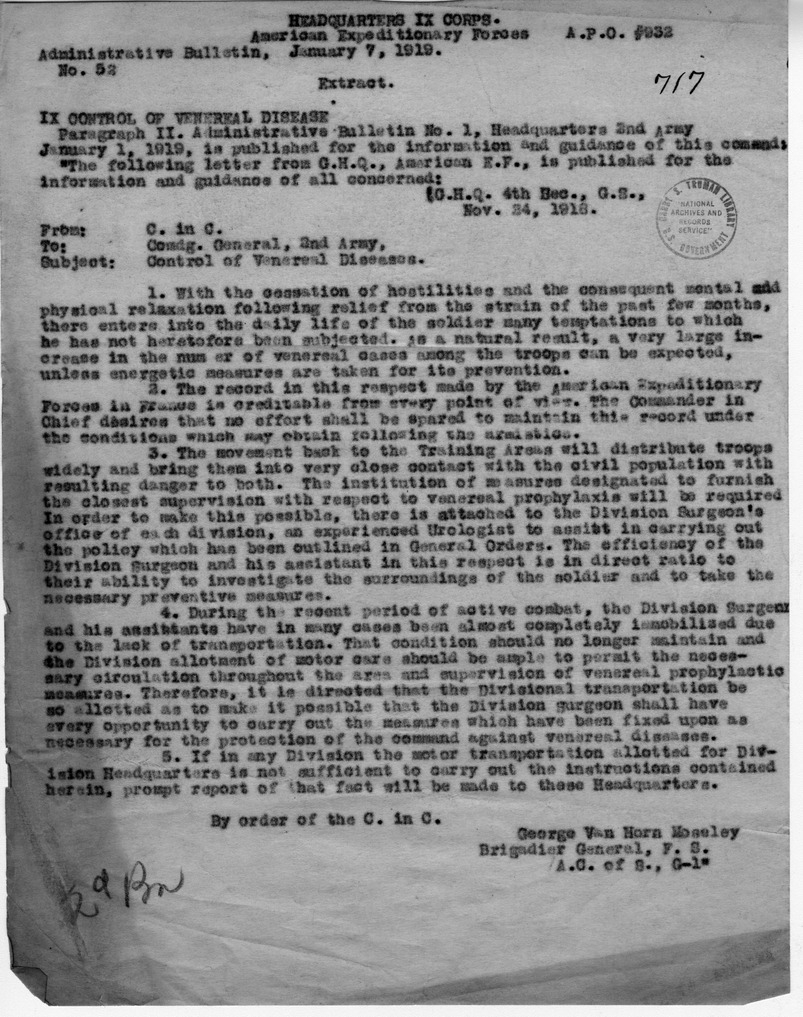 Administrative Bulletin Number 52, Extract, from Brigadier General George Van Horn Moseley