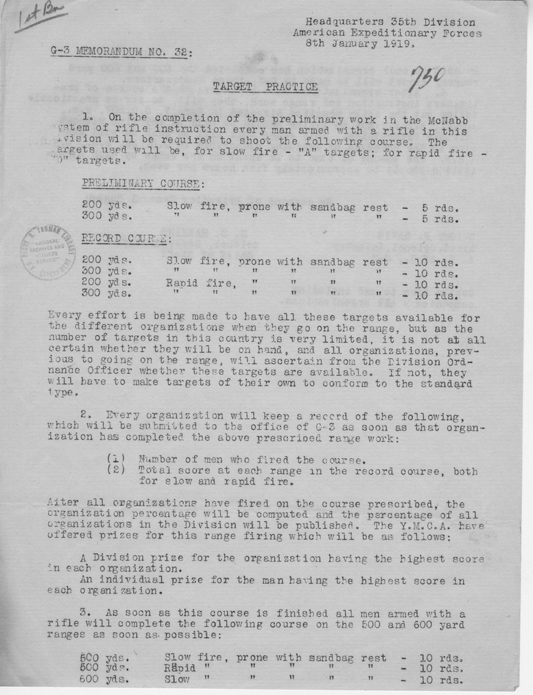 G-3 Memorandum Number 32 from Colonel H. S. Hawkins