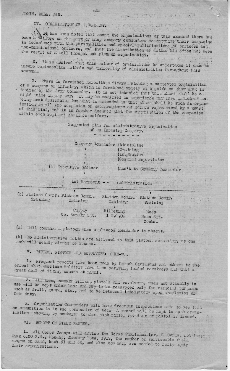 Administrative Bulletin Number 8B from Chief of Staff W. K. Naylor