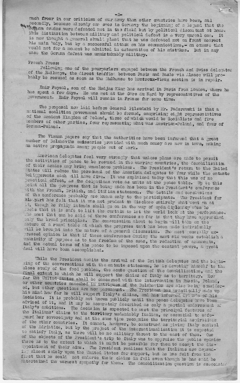 Report, Press Received by Radio