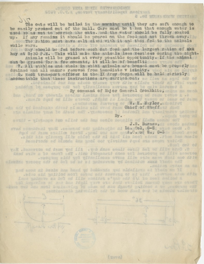 Training Memorandum Number 5 from Lieutenant Colonel J. B. Barnes