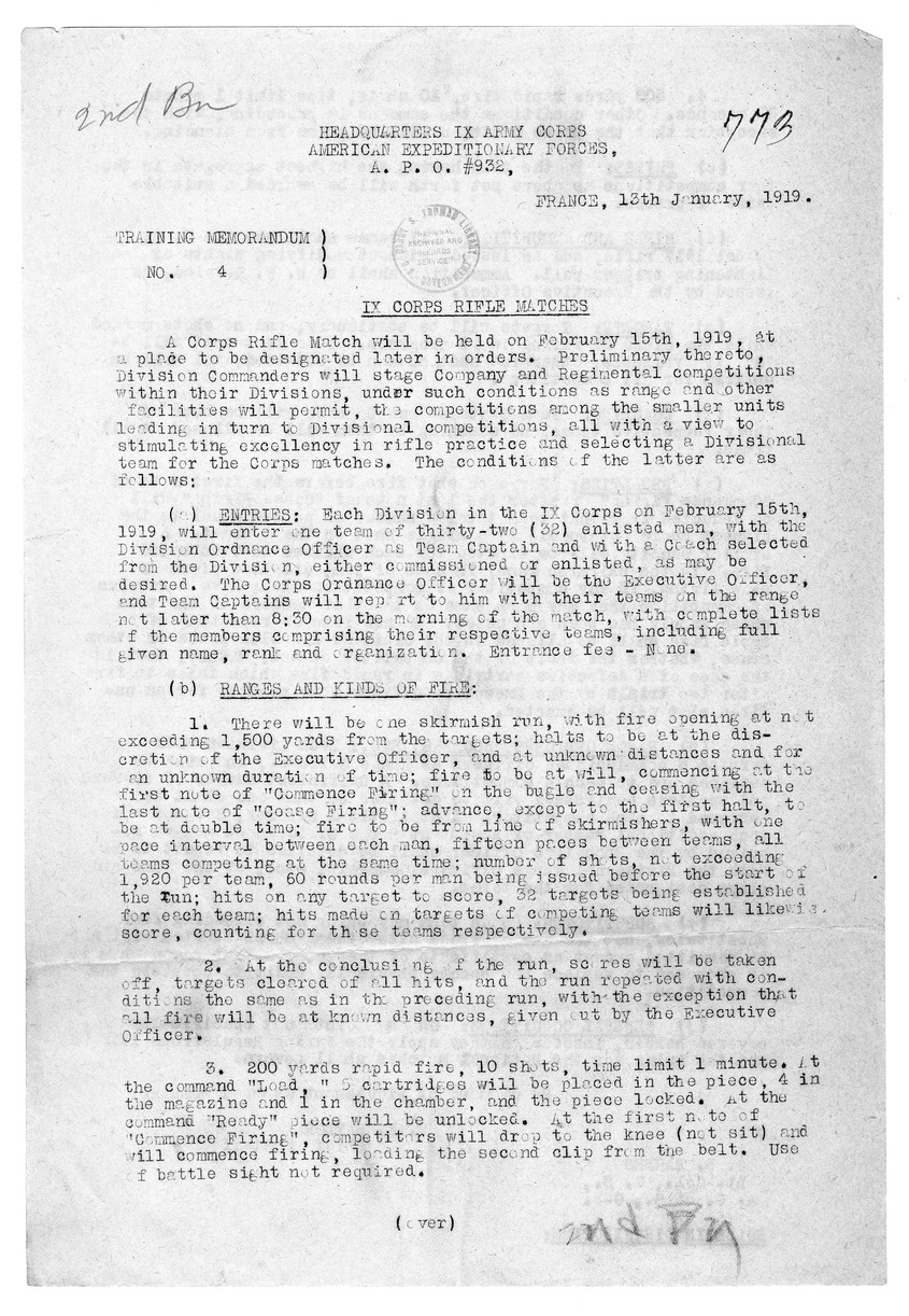 Training Memorandum Number 4 from Chief of Staff W. K. Naylor