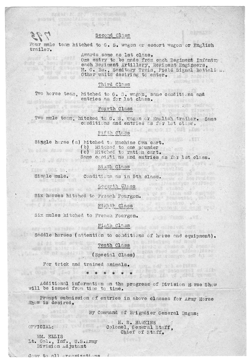 Bulletin Number 13 from Colonel H. S. Hawkins