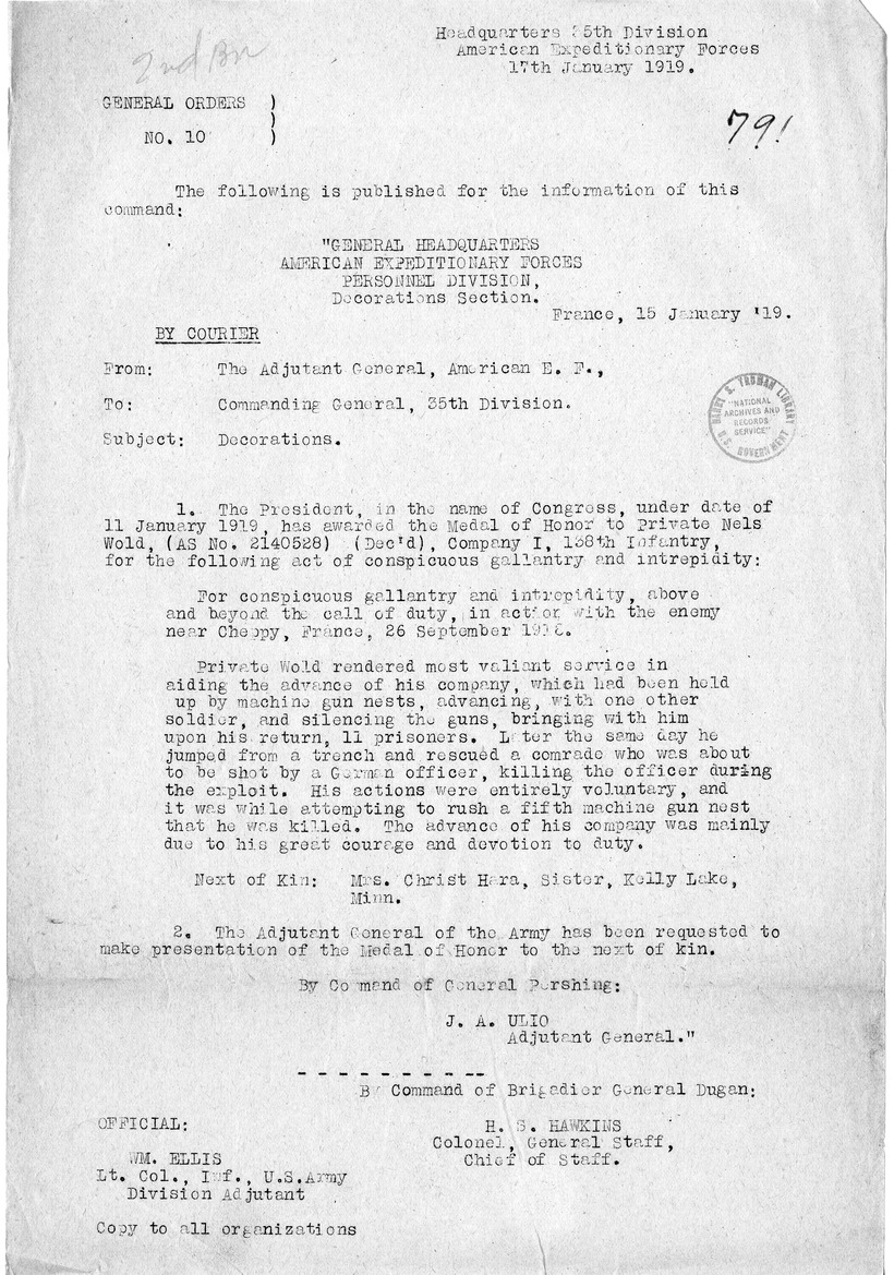 General Order Number 10 from Colonel H. S. Hawkins