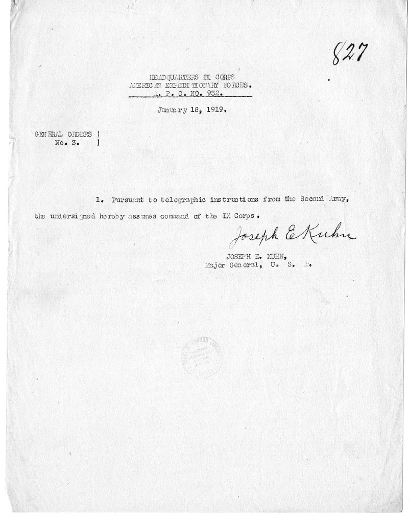 General Orders Number Number 3 by Major General Joseph Kuhn