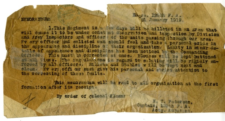 Memorandum from Captain Newell T. Paterson
