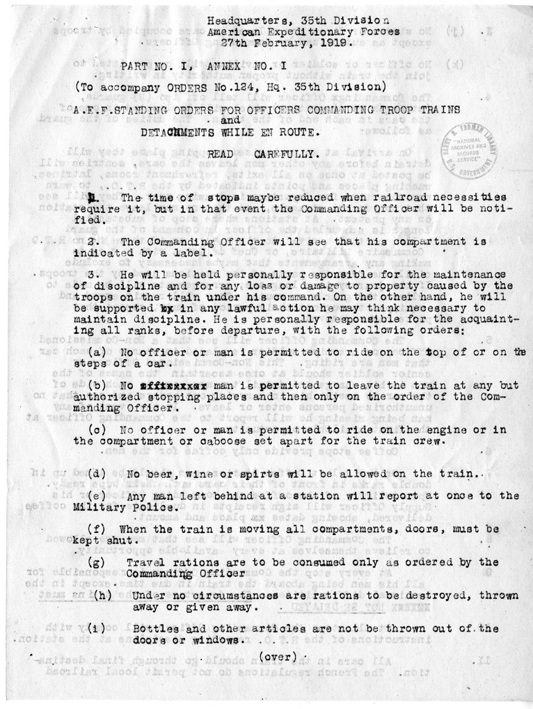 Order Number 24 from Colonel H. S. Hawkins, with Attachments