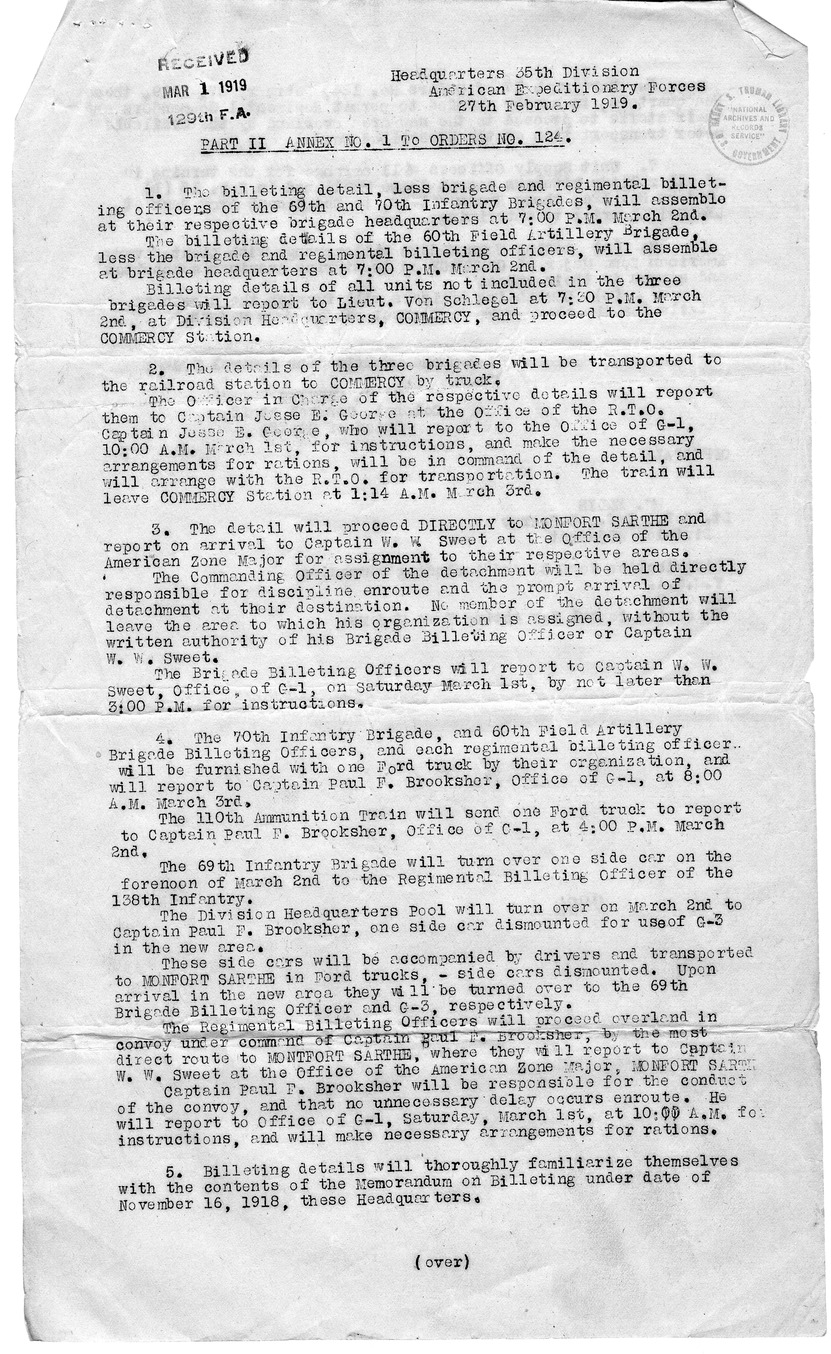 Order Number 24 from Colonel H. S. Hawkins, with Attachments