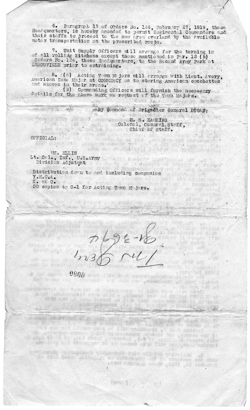 Order Number 24 from Colonel H. S. Hawkins, with Attachments