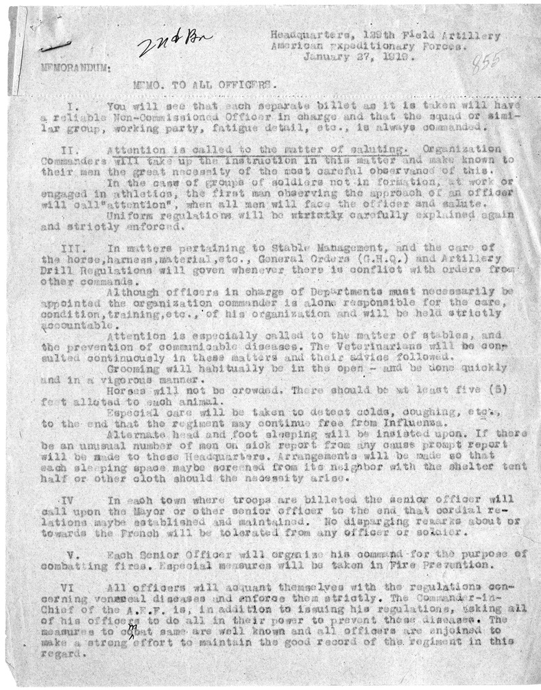 Memorandum to All Officers from Captain Newell T. Paterson