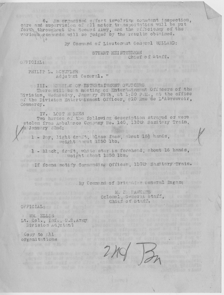 Bulletin Number 22 from Colonel H. S. Hawkins
