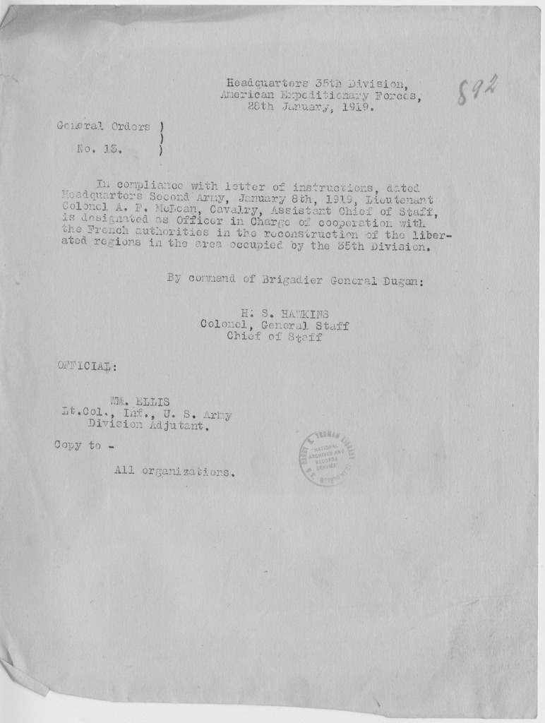 General Order Number 13 by Command of Brigadier General Dugan