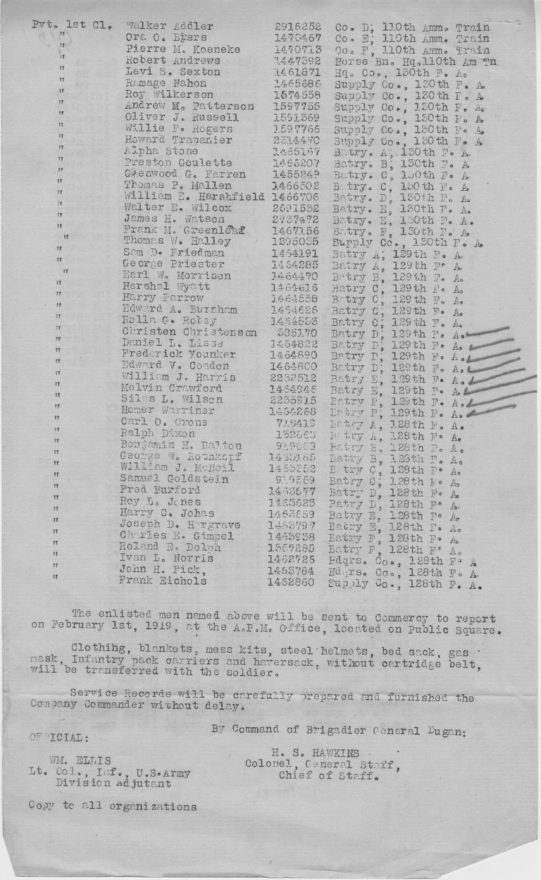 General Orders Number 14 from Colonel H. S. Hawkins