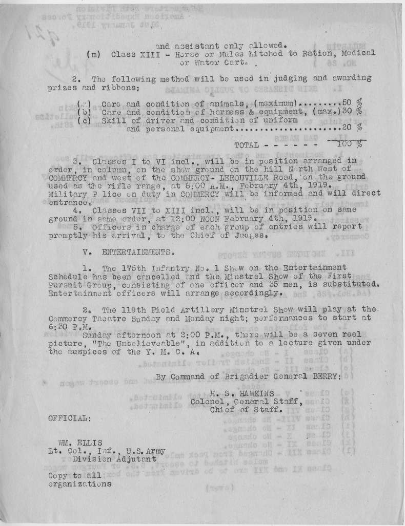 Bulletin Number 26 from Colonel H. S. Hawkins