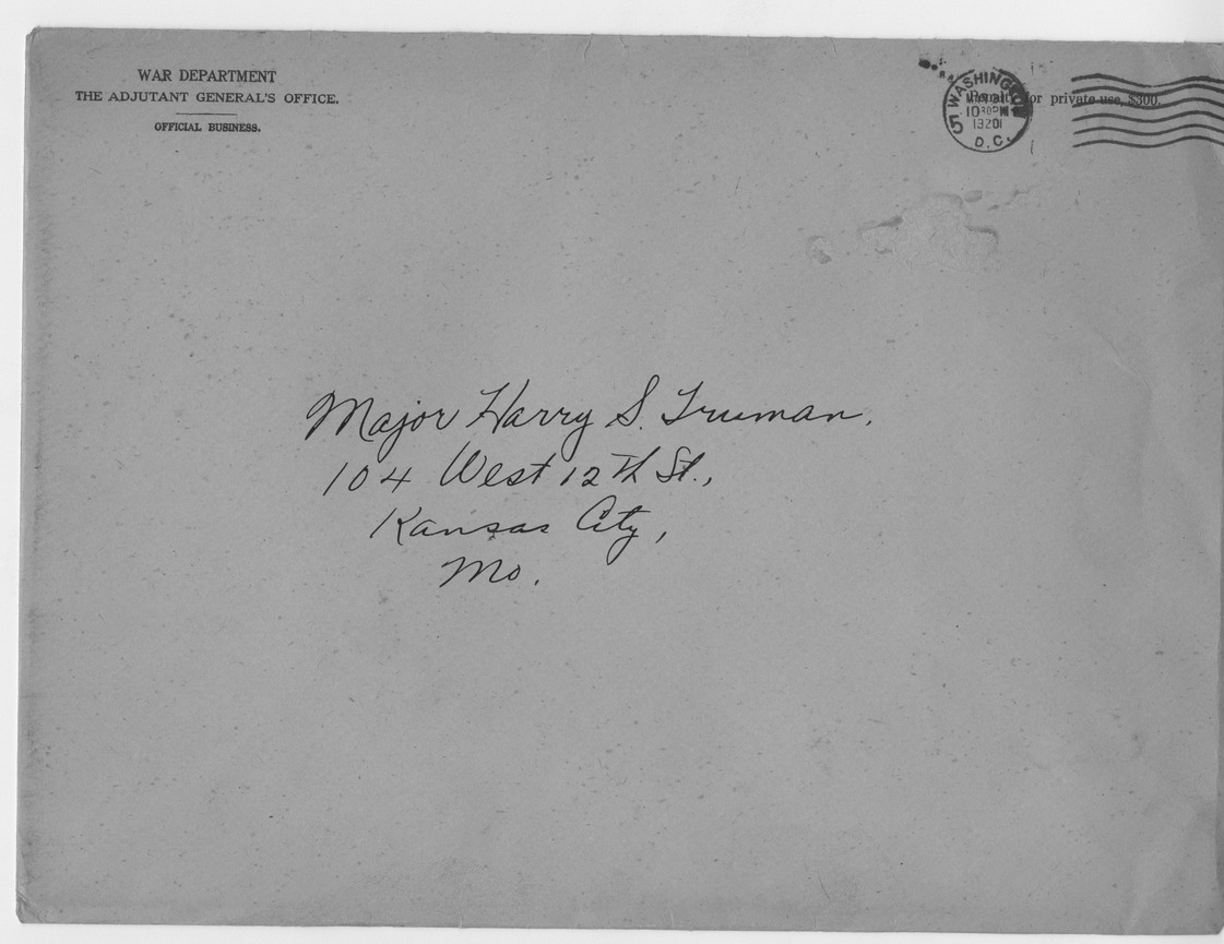 Envelope Addressed To Harry S. Truman