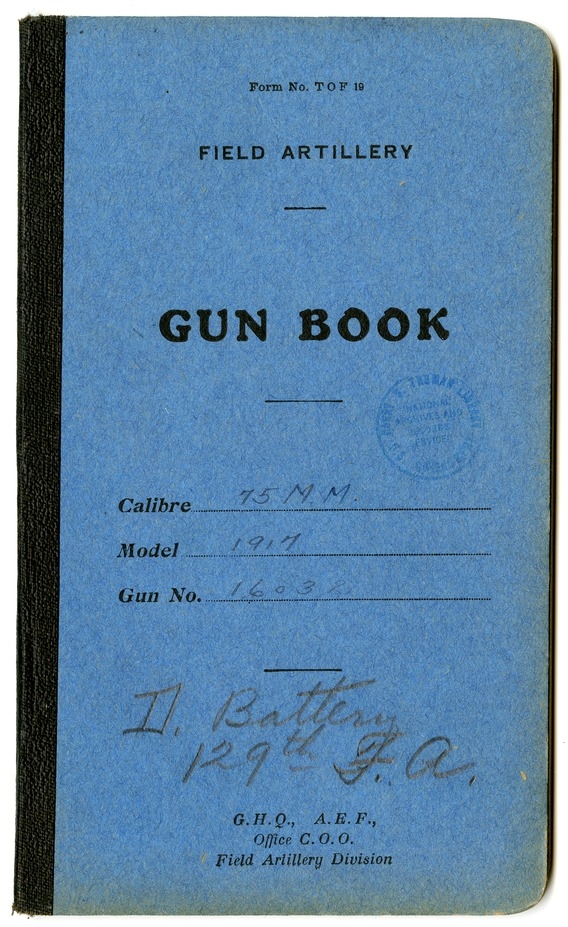 Field Artillery Gun Book, 75 MM Model 1917, Number 16032