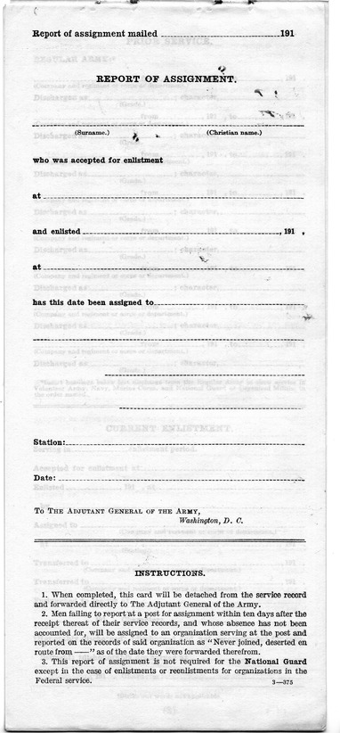 Service Record for Harry S. Truman