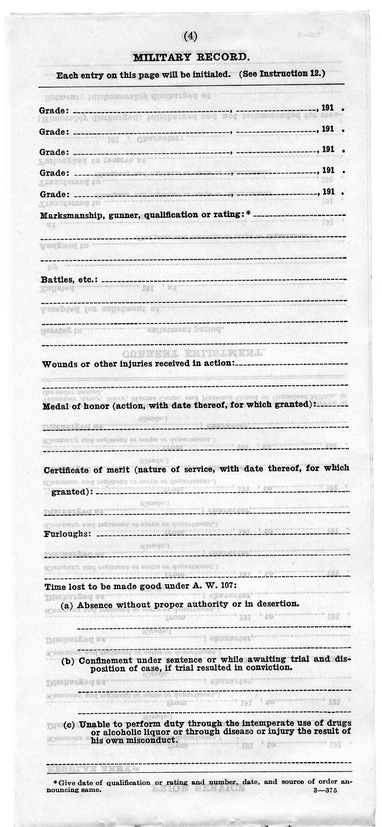 Service Record for Harry S. Truman