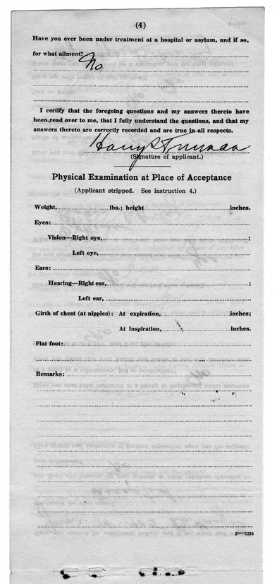 Report Of Physical Examination for Harry S. Truman