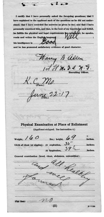 Report Of Physical Examination for Harry S. Truman