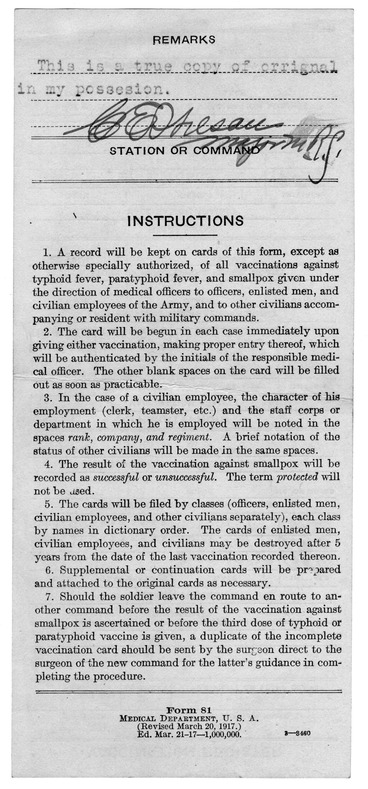 Vaccination Register for Harry S. Truman