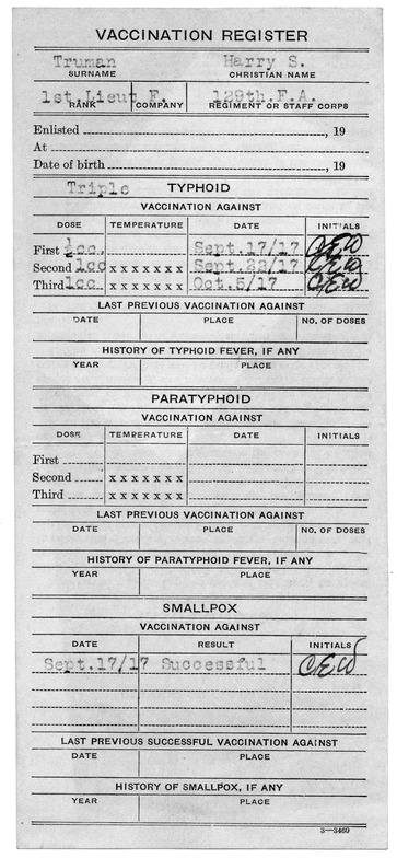 Vaccination Register for Harry S. Truman
