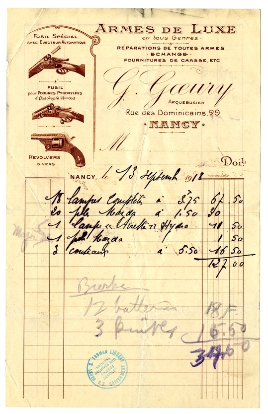 Receipt, G. Goeury Luxury Firearms