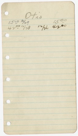 Handwritten Record of Loan to Otis