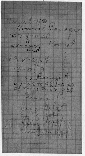 Handwritten Notes of Figures for Artillery Barrage
