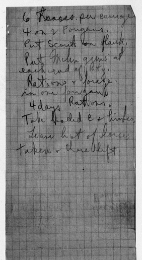 Handwritten Notes for Artillery Barrage