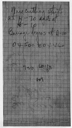 Handwritten Notes for Artillery Barrage