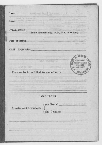 Officer's Record Book, Blank