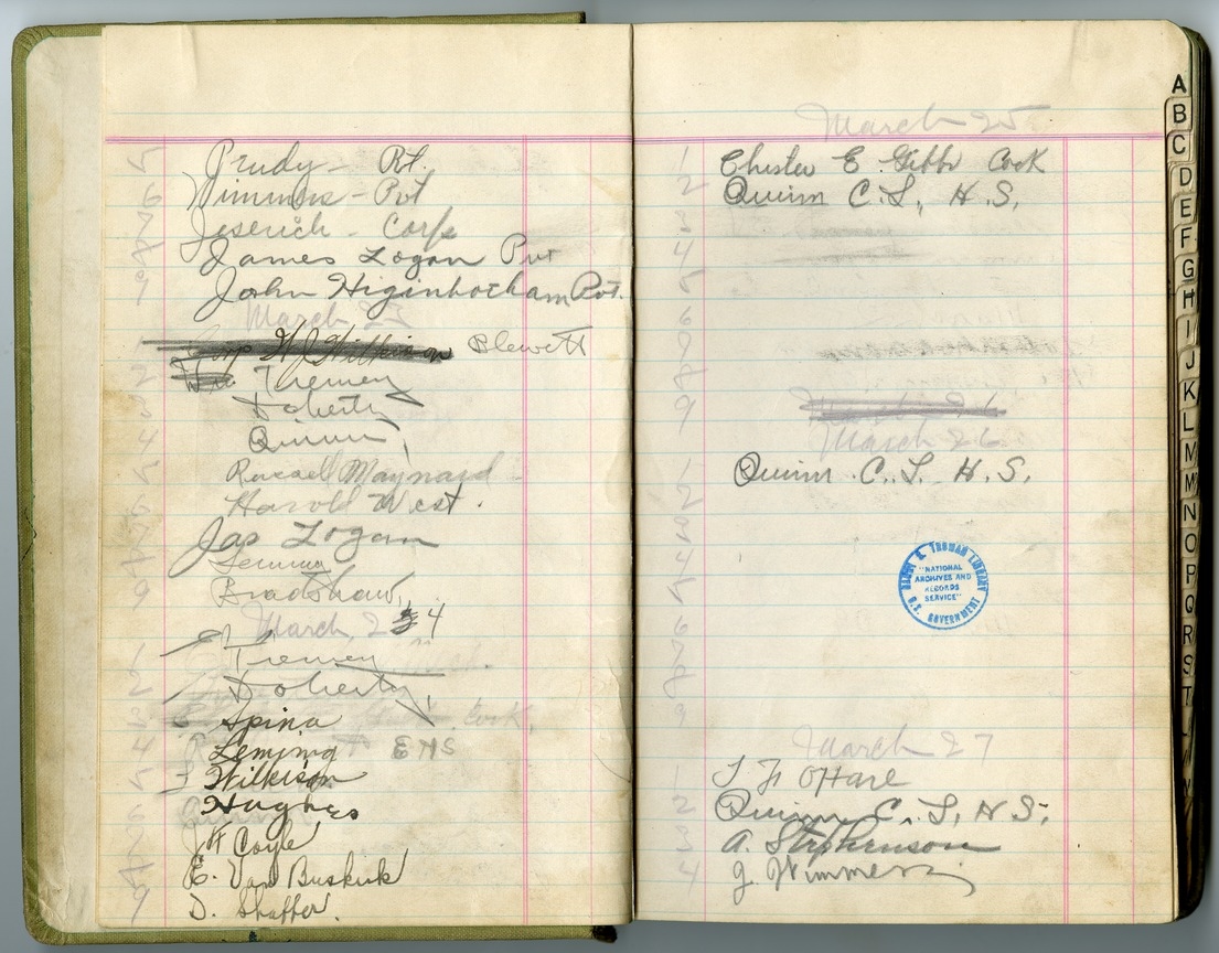 Extra Duty Roster, Battery D, 129th Field Artillery