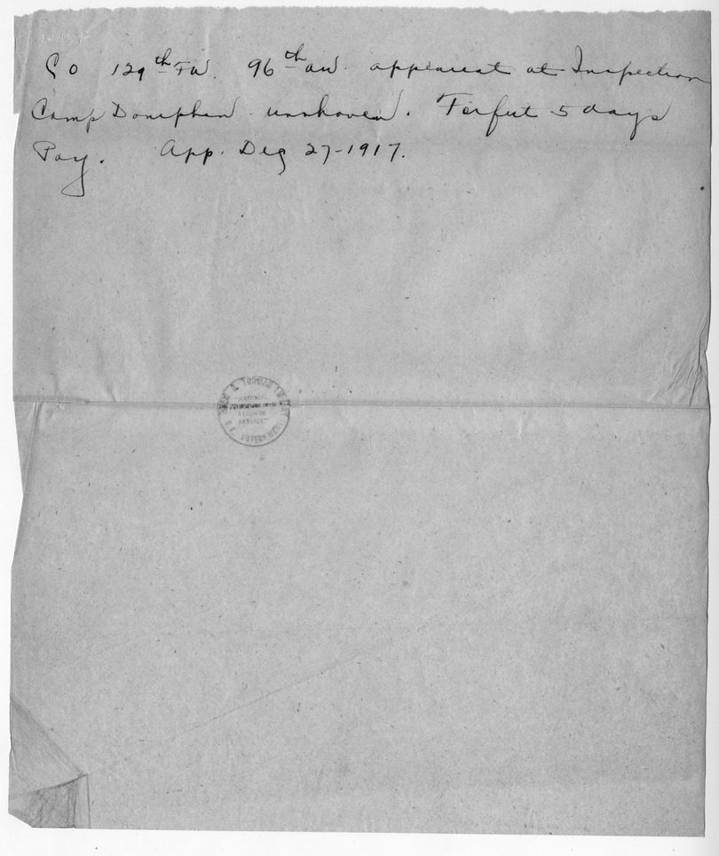 Log of Infractions of Soldiers, 129th Field Artillery
