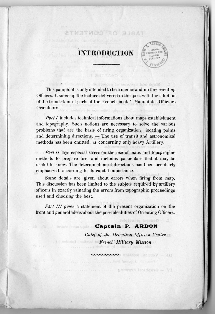 Pamphlet, Memorandum For Orienting Officers