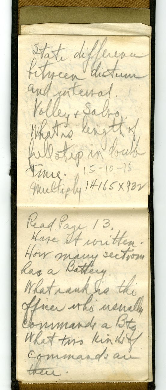U.S. Army Correspondence Tablet, Notes for Fire and Orientation Course