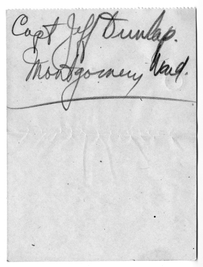 Handwritten Note [Found in U.S. Army Correspondence Tablet]