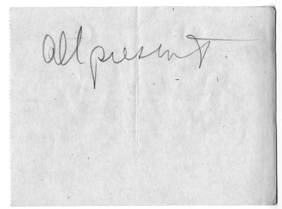 Handwritten Note [Found in U.S. Army Correspondence Tablet]