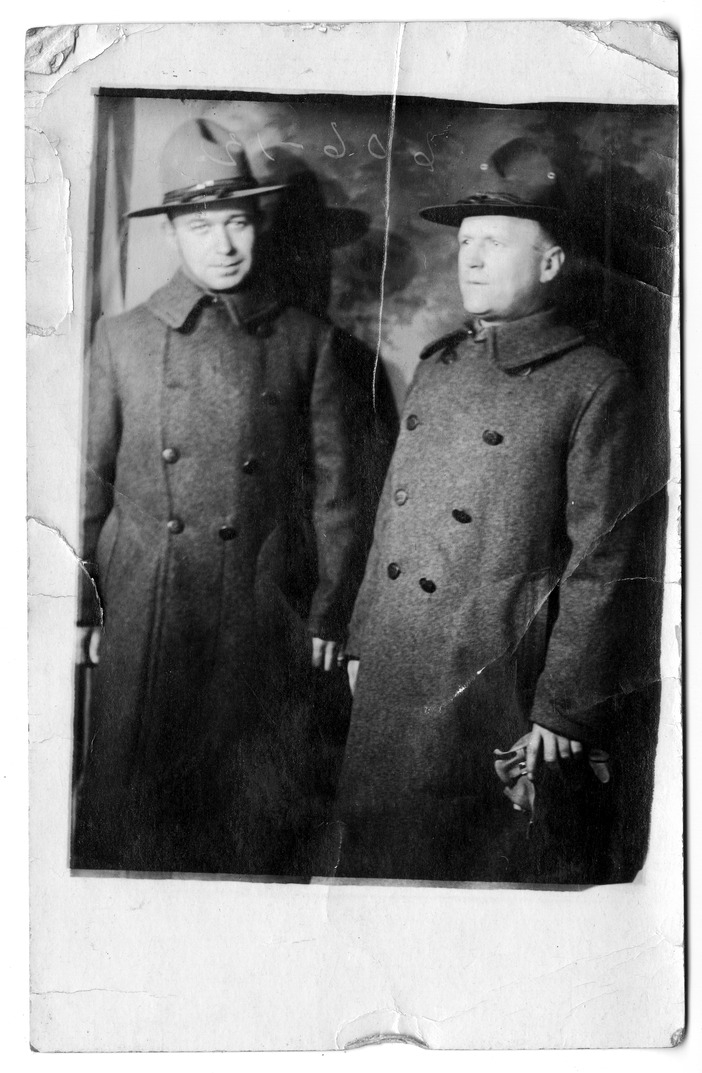 Postcard Photograph of Two Unidentified Men [Found in U.S. Army Correspondence Tablet]