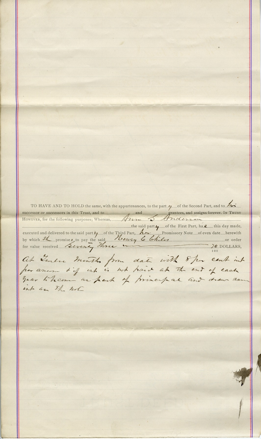 Trust Deed from Ann S. Anderson to John W. Clements and Henry C. Chiles