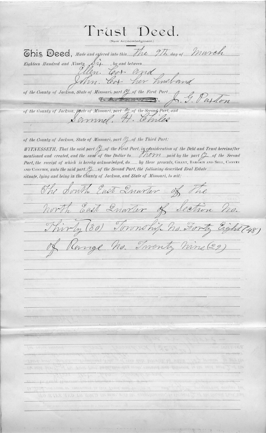 Trust Deed from Ellen Cox and John Cox to John G. Paxton and Samuel H. Chiles
