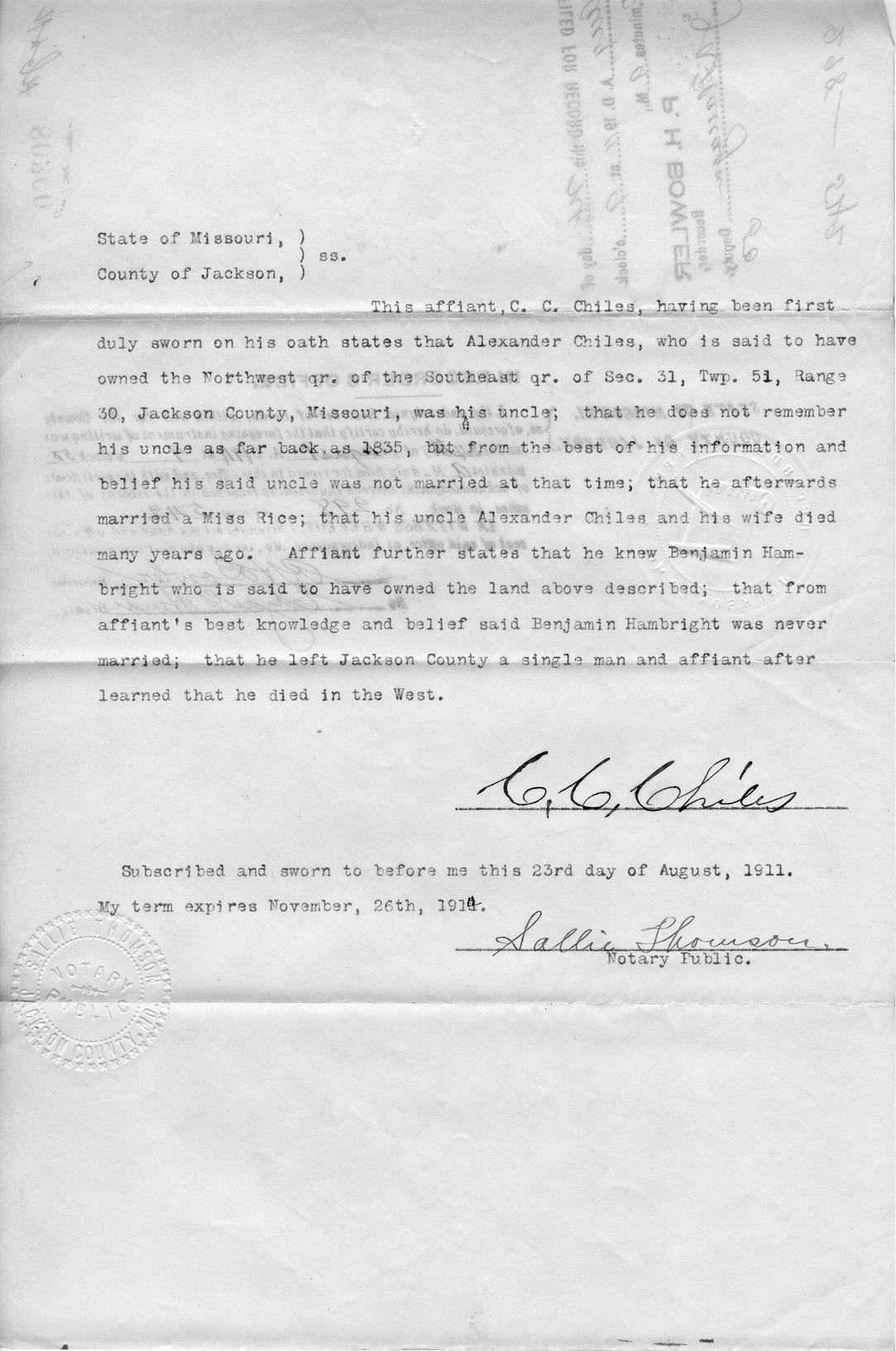 Affidavit of C. C. Chiles